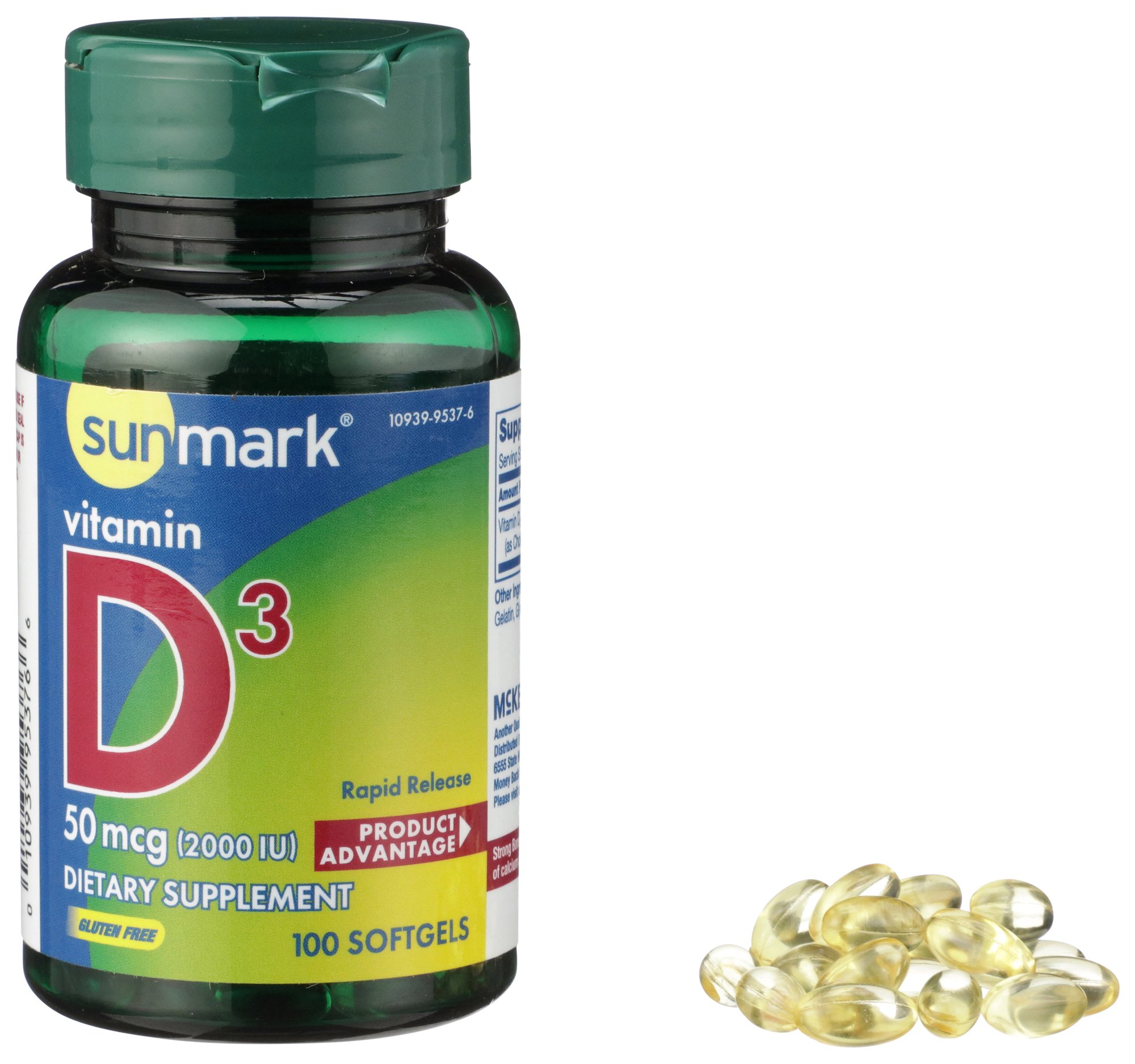 Vitamin Supplement sunmark® Vitamin D3 2000 IU Strength Softgel 100 per